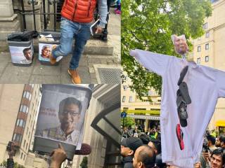Protests Against Yunus In UK : लंडनमध्ये महंमद युनूस यांच्या विरोधात निदर्शने आणि घोषणाबाजी