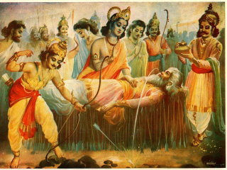 श्रीकृष्णाने भीष्माचार्यांना ‘प्रत्येकाला प्रत्येक कर्माचे फळ भोगावेच लागते’, हा विधीनियम सांगणे