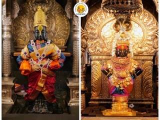 मकरसंक्रांतीच्या निमित्ताने पंढरपूर येथील श्री विठ्ठल-रुक्मिणी मंदिरात रंगीबेरंगी फुलांची आरास