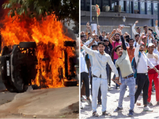 नोएडा (उत्तरप्रदेश) येथे वेतनवाढीसाठी आंदोलन करणारे कर्मचारी हिंसक : दगडफेक आणि जाळपोळ