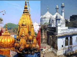 वाराणसी येथील ज्ञानवापीजवळील भिंतीवर भगव्या रंगात रेखाटण्यात आलेल्या मधुबनी चित्राला मुसलमानांचा विरोध