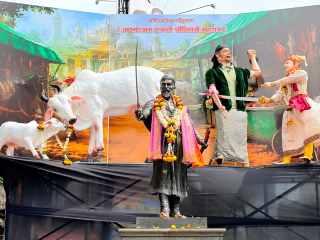 आद्यगोरक्षक छत्रपती श्री शिवाजी महाराज यांच्या प्रतिकृतीचे पू. संभाजीराव भिडेगुरुजी यांच्या हस्ते अनावरण !